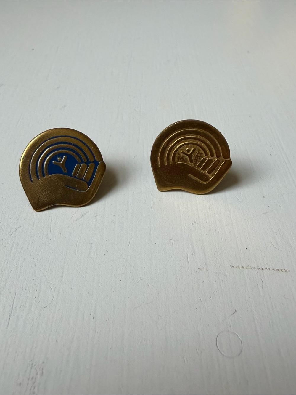 Vintage United Way YMCA Gold Tone Union Made AFL Lapel Hat Brooch Pin Set of 2